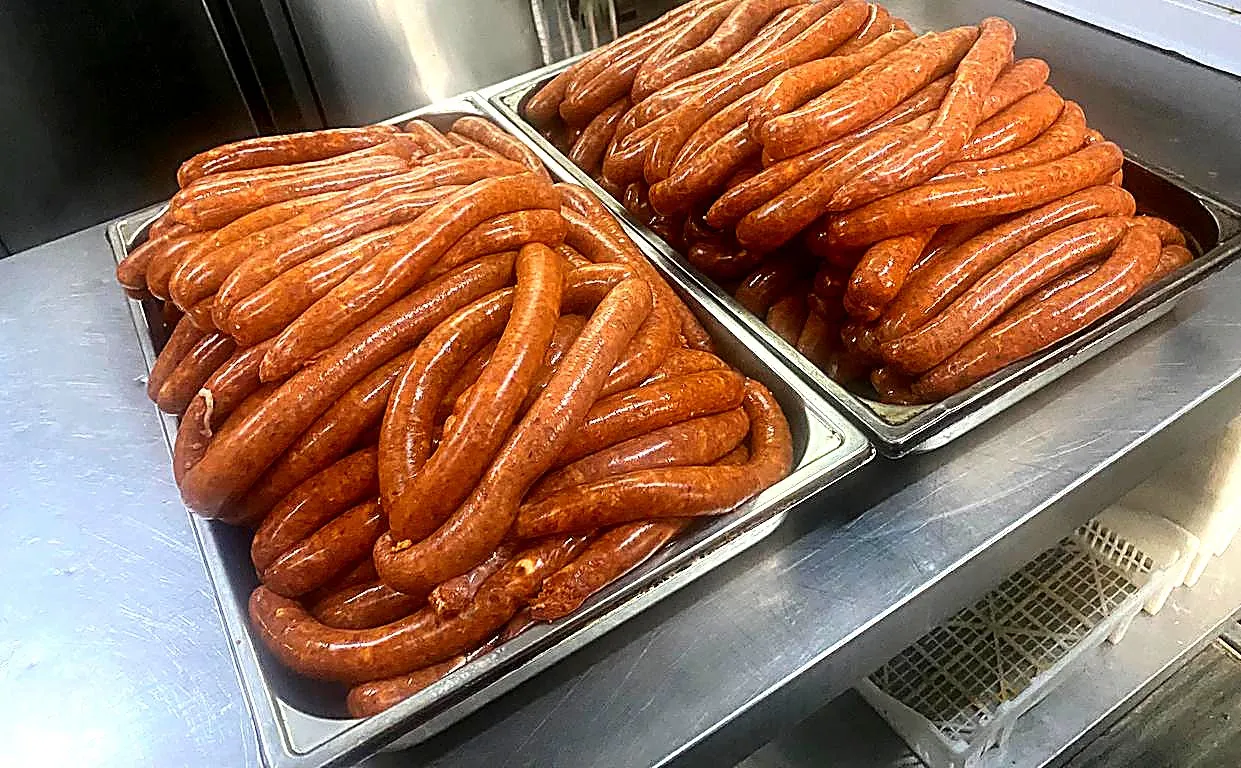 Merguez maison, fraîchement embossées
